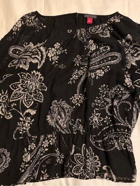 Vince Camuto Black and White Paisley Floral Top